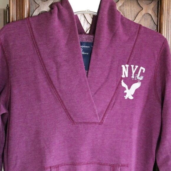 AMERICAN EAGLE Retro Vintage V-Neck Sweatshirt Hoodie - Purple Mauve, Size S - Picture 4 of 15